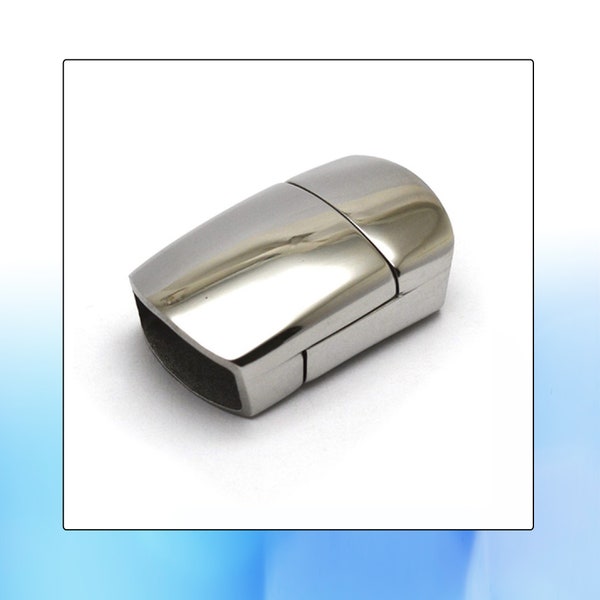 Magnetic Clasp for Bracelets, 12x6 mm Hole Stainless Steel Clasp, Shiny Silver Clasp for Bracelet - Jewelry Supplies, DIY Leather Bracelet