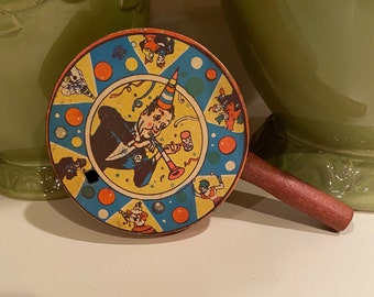 Clown Circus Vintage Tin Noisemaker -1940s