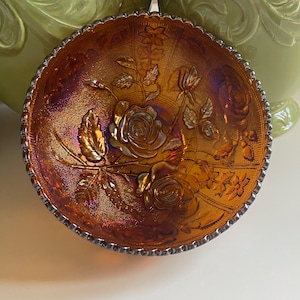 Imperial Marigold Lustre Rose Vintage Carnival Glass Bowl