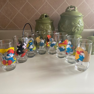 Smurf Characters Vintage Glasses - Set of 8