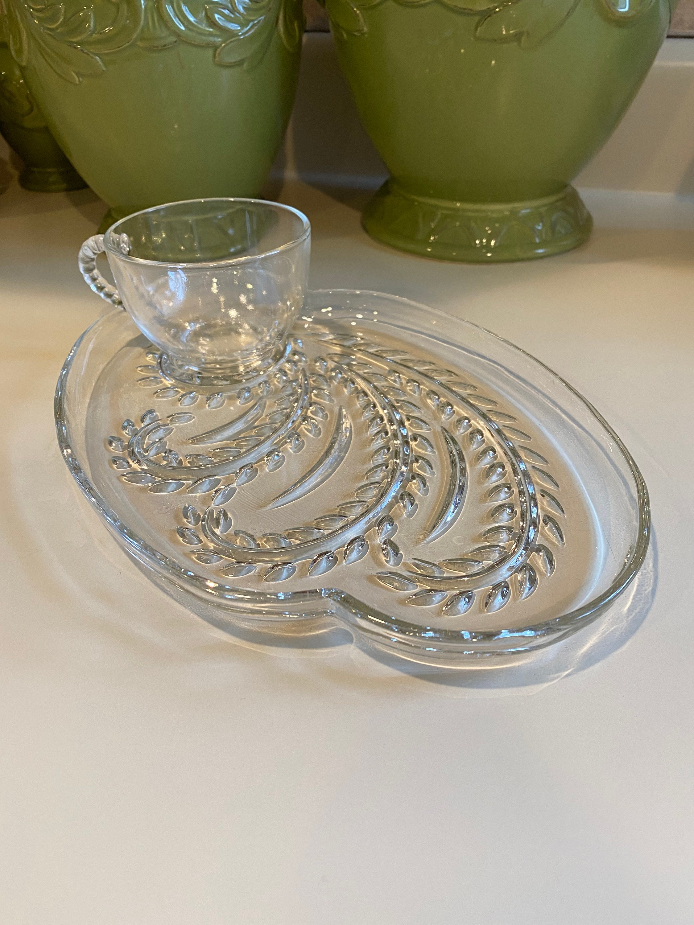 Vintage Federal Glass Snack Plate & Cup Set of 2 Etsy