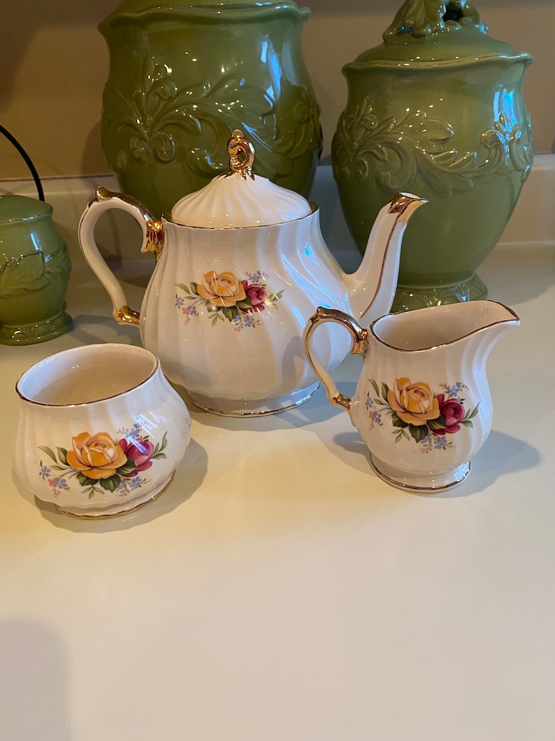 Sadler Tea Set Sadler England Swirl Vintage Tea Set- Floral With Gold Trim - Etsy