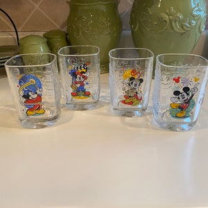McDonalds 2000 Disney Mickey Mouse Vintage Glasses - Set of 4