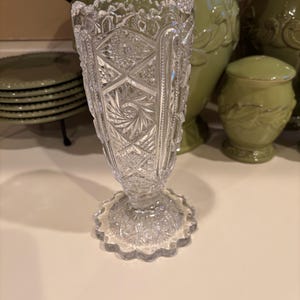 EAPG imperial glazen vintage heldere vaas - pinwheelpatroon