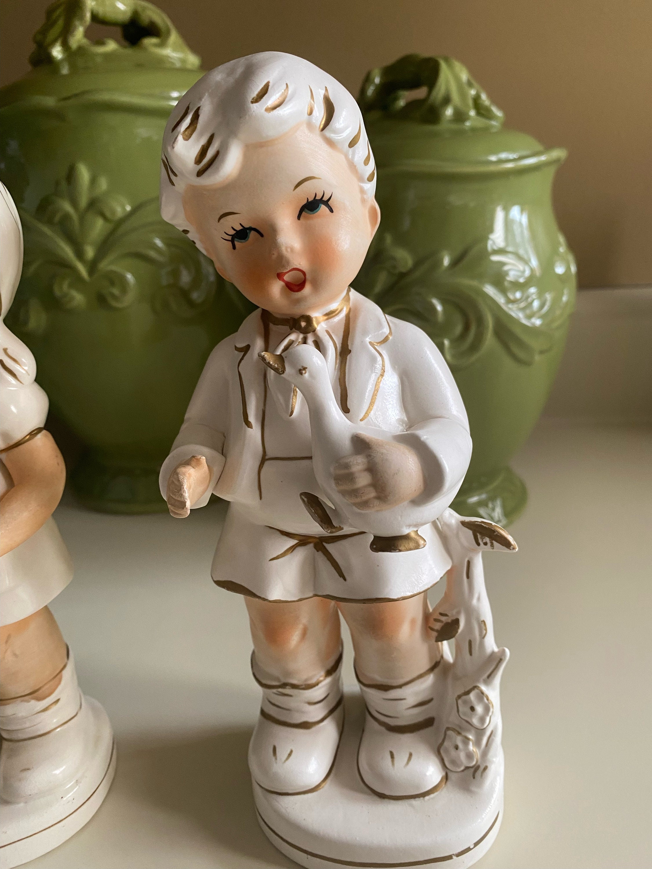 ヴィンテージBrinncoブリンコ ソルト＆ペッパー陶器ひつじ·͜· ♡ Brinnco Japan Porcelain Girl and Boy Figurine Set - 1950's - Etsy