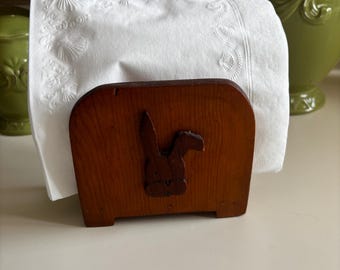 Wooden Bunny Napkin Holder - Vintage Hand Crafted