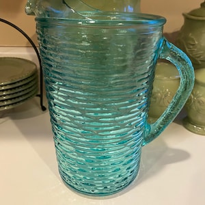 Anchor Hocking Aquamarine Vintage Pitcher