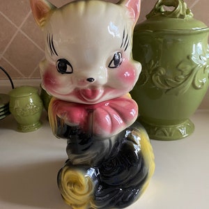 American Bisque Fluffy Cat Vintage Cookie Jar - 1950s
