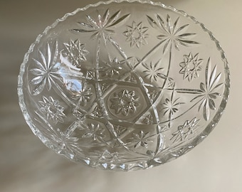 Anchor Hocking glas färdigskuren Davidsstjärna mönster klar vintage salladsskål
