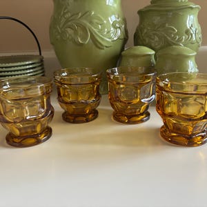 Libbey Ashburton Amber Honeycomb Low Ball Vintage Brille - Set mit 4 Gläsern