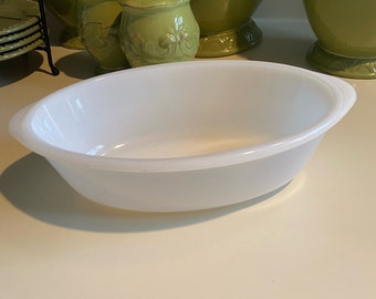 Glass Bake White Bread Vintage Oval Casserole Dish - J235