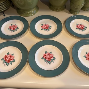 Homer Laughlin Eggshell Dishes Vintage - Cameo Rose - Set of 6