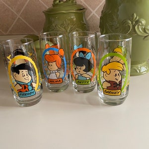 Flintstones Glasses - Pizza Hut Collection 1986 - Set of 4