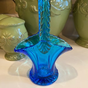 Westmoreland Vintage Blue Glass Basket -1950&#39;s