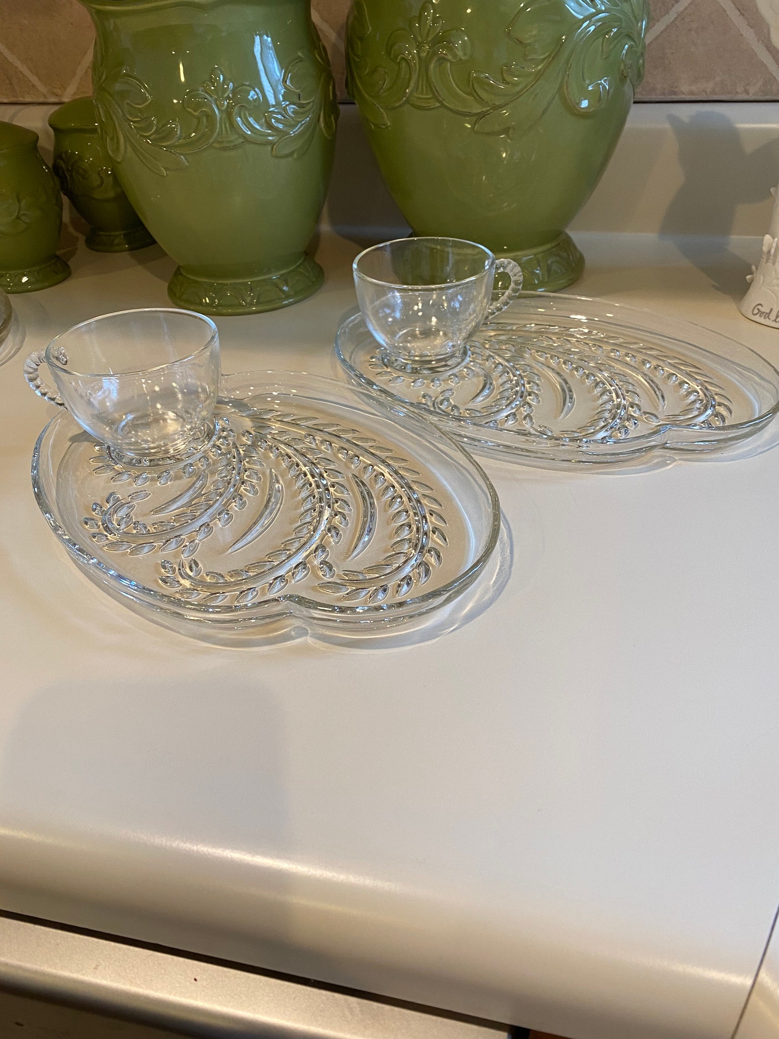 Vintage Federal Glass Snack Plate & Cup Set of 2 Etsy