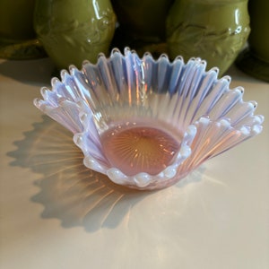 Fostoria Glass Vintage Vaseline Bowl - Mid Century Pressed Glass