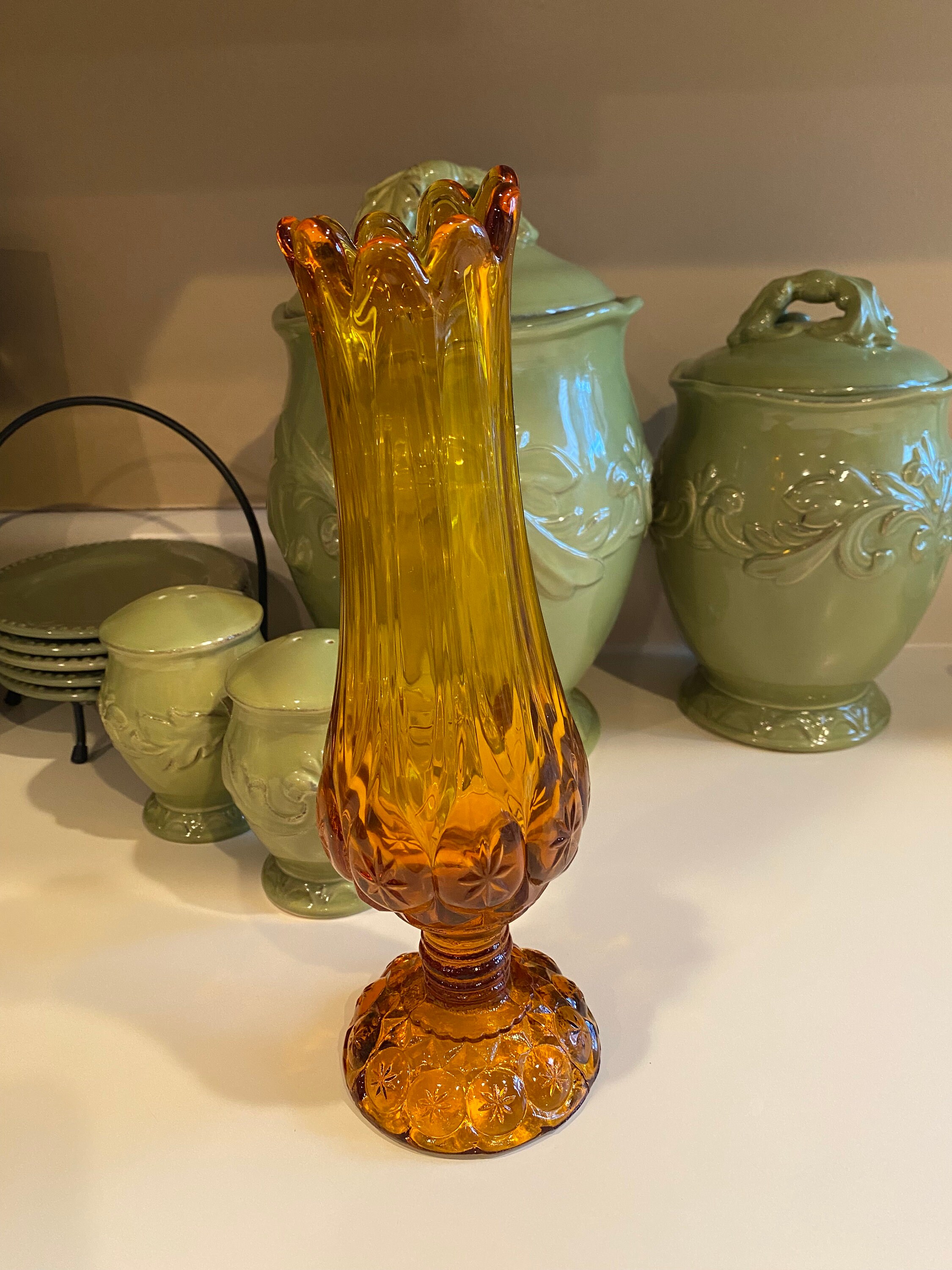 Kanawha Glass Moon and Stars Amber Vintage Swung Vase - Etsy