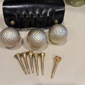 Gold Golf Ball and Tee Set - Vintage