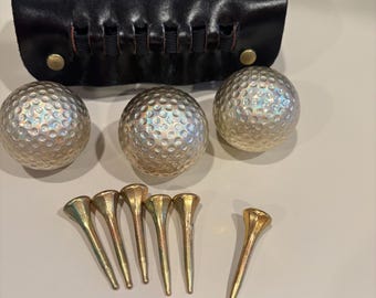 Gold Golfball und Tee Set - Vintage