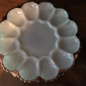 Anchor Hocking Vintage Milk Glass Deviled Egg Platter