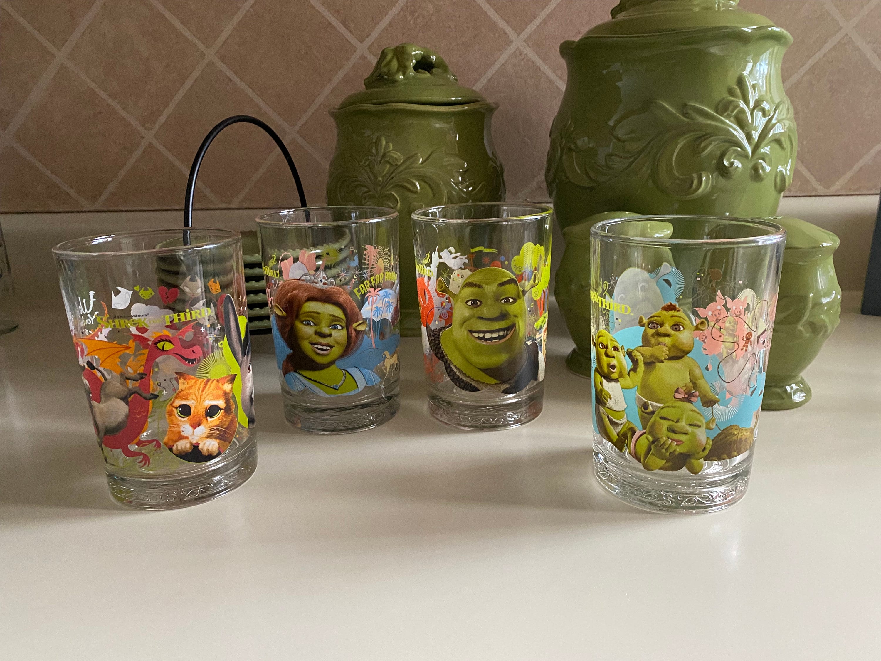 Mcdonalds Shrek Vintage Glass Cups Set of 4 