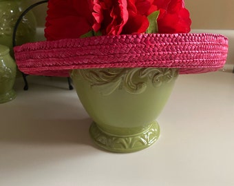 Vintage Jenny Buchannan Sombrero de Paja Rojo -1970's