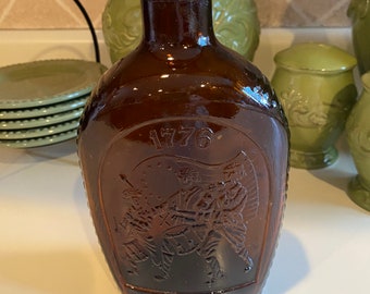 Log Cabin Syrup Vintage Brown Bottle - 1976 Bicentennial