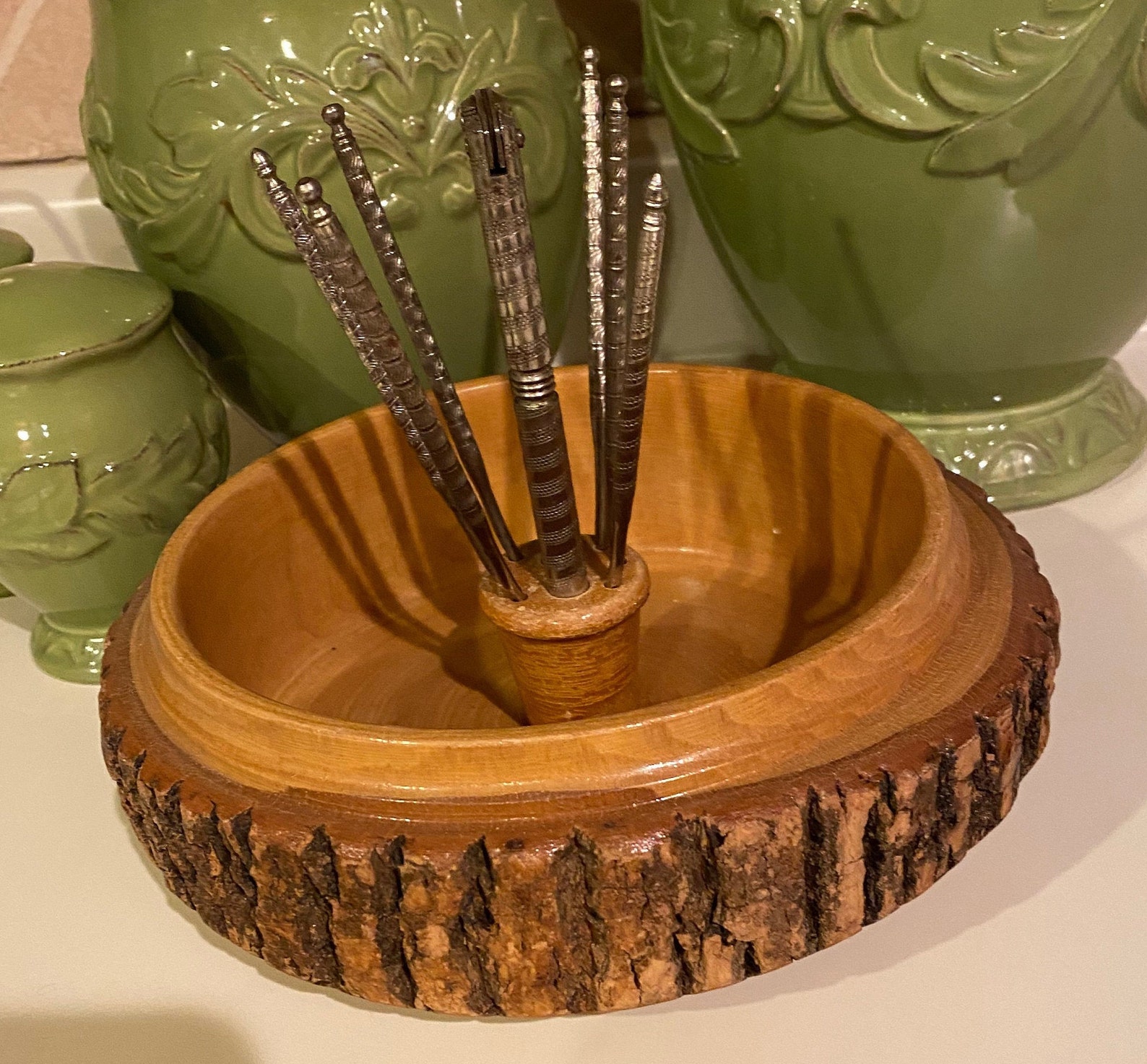 Vintage Rustic Nut Bowl with Nut Crackers Etsy