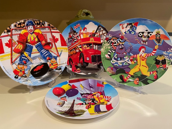 80' McDonald's Plastic Plate×4 マクドナルド絵皿 80´ McDonald´s Plastic Plate×4 マクドナルド絵皿