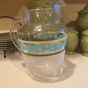 VTG Clear Pitcher with Mid Century Shapes and Colors