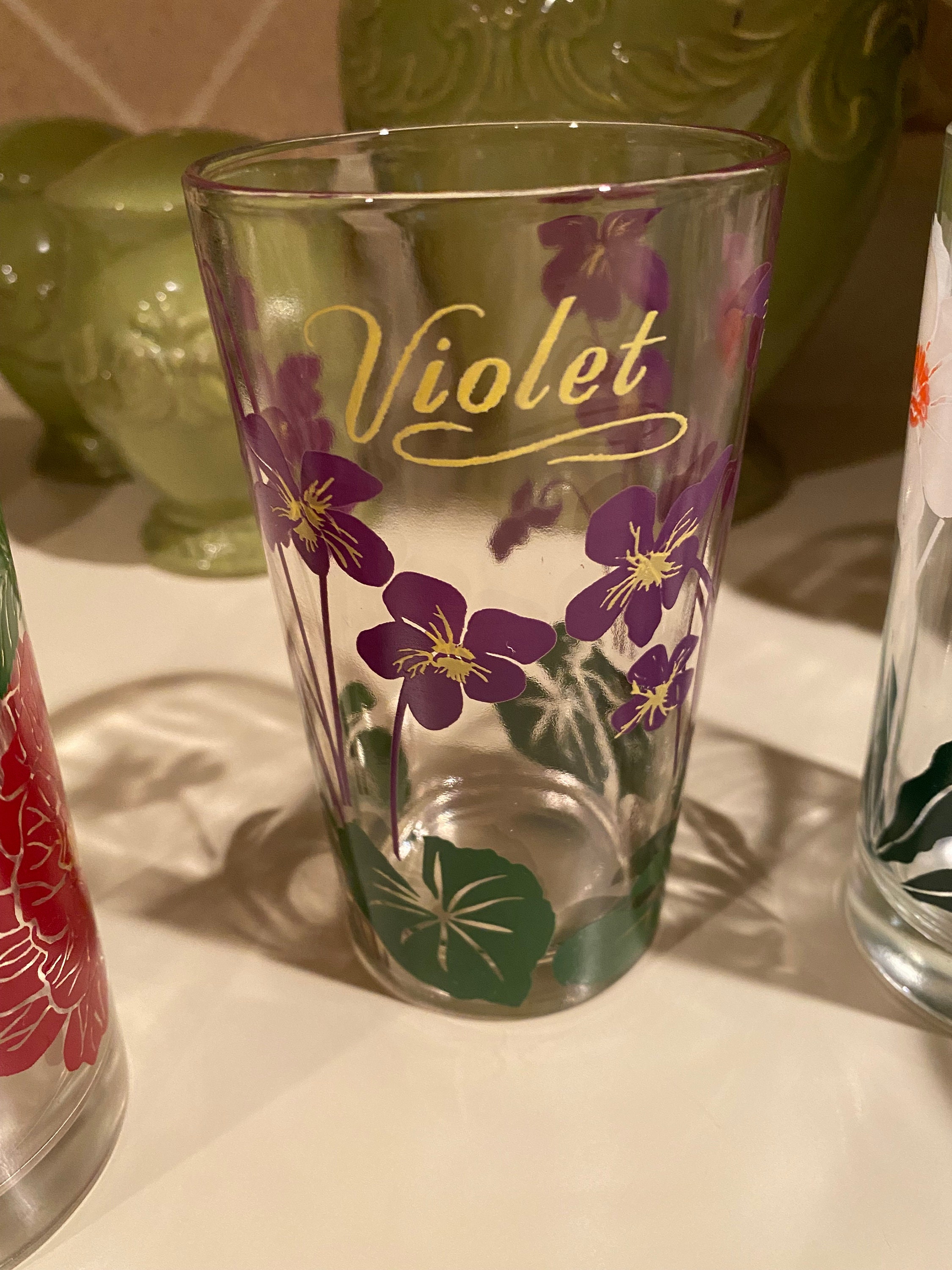 1950's Boscul Peanut Butter Glass Vintage Floral Glasses Etsy