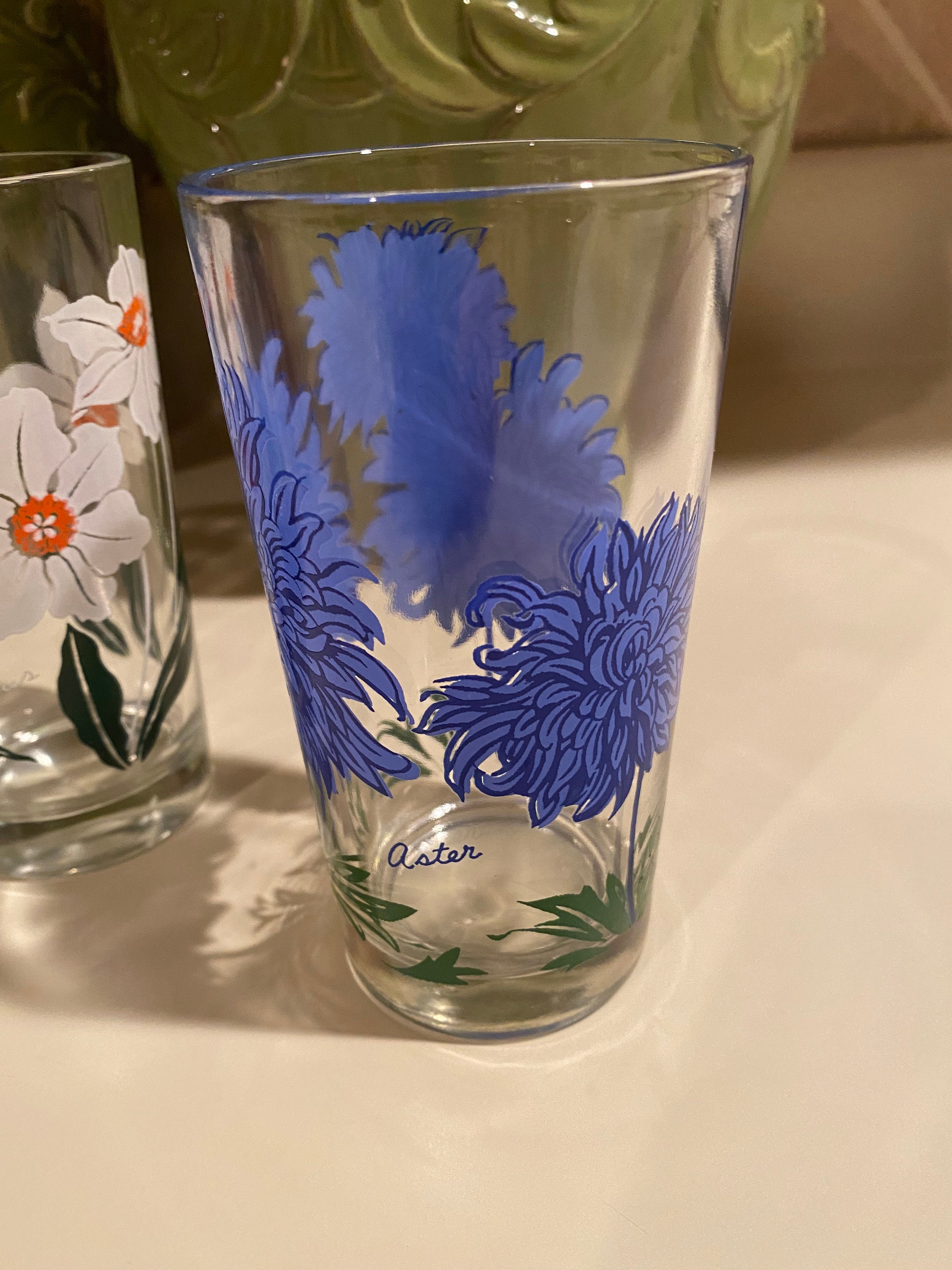 1950's Boscul Peanut Butter Glass Vintage Floral Glasses Etsy