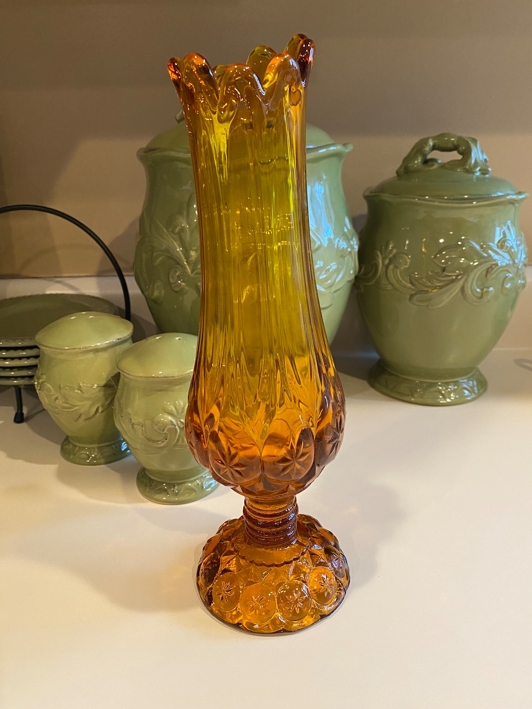 Kanawha Glass Moon and Stars Amber Vintage Swung Vase - Etsy