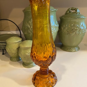 Kanawha Glass Moon and Stars Amber Vintage Swung Vase