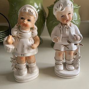 Brinnco Japan Porcelain Girl and Boy Figurine Set - 1950&#39;s