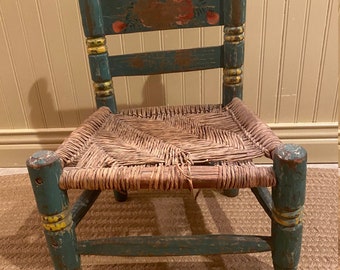 Mexican Child&#39;s Wooden Chair Vintage