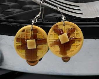 Waffle With Maple Syrup Earrings
