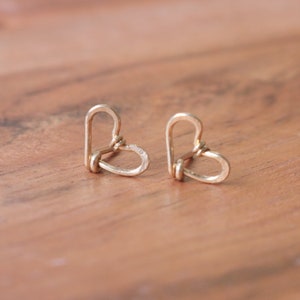 Handmade Tiny Heart Studs: 14k Gold Filled or Sterling Silver