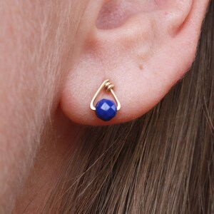 Lapis Stud Earrings, Lapis Lazuli Studs, Lapis Lazuli Jewelry, Lapis Earrings, September Birthstone Earrings, Dainty Lapis Studs