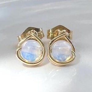 Handmade Opalite Stud Earrings: Sterling Silver, 4mm