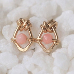 Handmade Coral Stud Earrings: 14K Gold Filled or Sterling Silver
