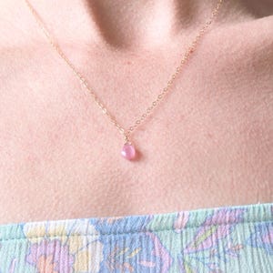Handmade Dainty Ruby Necklace: 14K Gold Filled or Sterling Silver