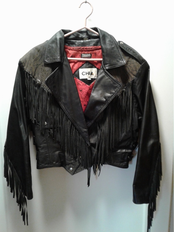 Vintage 80's fringed leather jacket