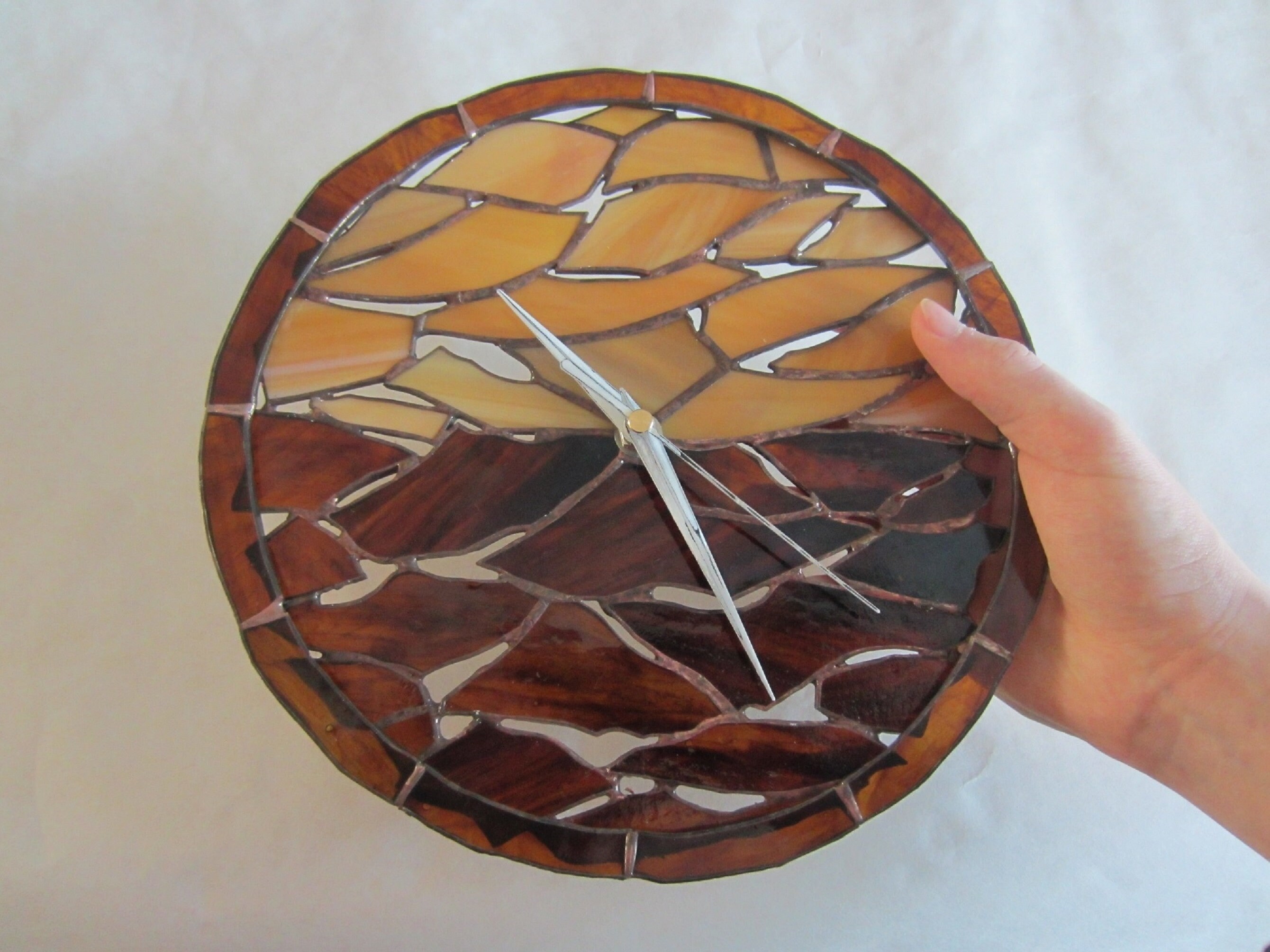 Desertscape Wall Clock Stained Glass Tiffany Clock Made From Etsy