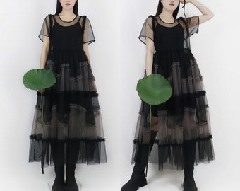 Mesh Tulle Dress,Long Dress,See Through Dress,Sheer Dress, Beach Dress,Bikini Cover Up Dress,Festival Dress, High Fashion Dress, Futuristic