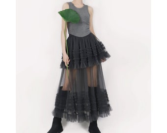 New Fashion Women's Tulle Skirt,Maxi Sheer Skirt,overskirt, Summer SkirtGift to Her