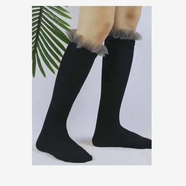 Keine gewöhnlichen Baumwollsocken, sondern Druckwadensocken, die Ihre Beine schlanker machen können. Mesh-Spitze Mid-Tube-Socken, Geschenk für Sie