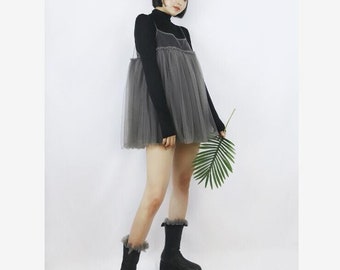 Gray Tulle Strap Top, Green Mesh Top, Cute Summer tutu Top, short cover Top,Tulle Sleeves Top, Sheer Mesh Top, Top Women, Romantic,