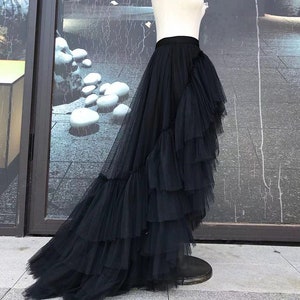 Black Layered Pleated Dressfront Short Back Long Tail - Etsy