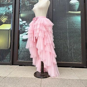 Pink Detachable Train,Front Short Back Long Tail Style,Princess Beach Photoshoot Skirt,Tulle skirt women,Bridal Tiered Skirt,Wrap Skirt